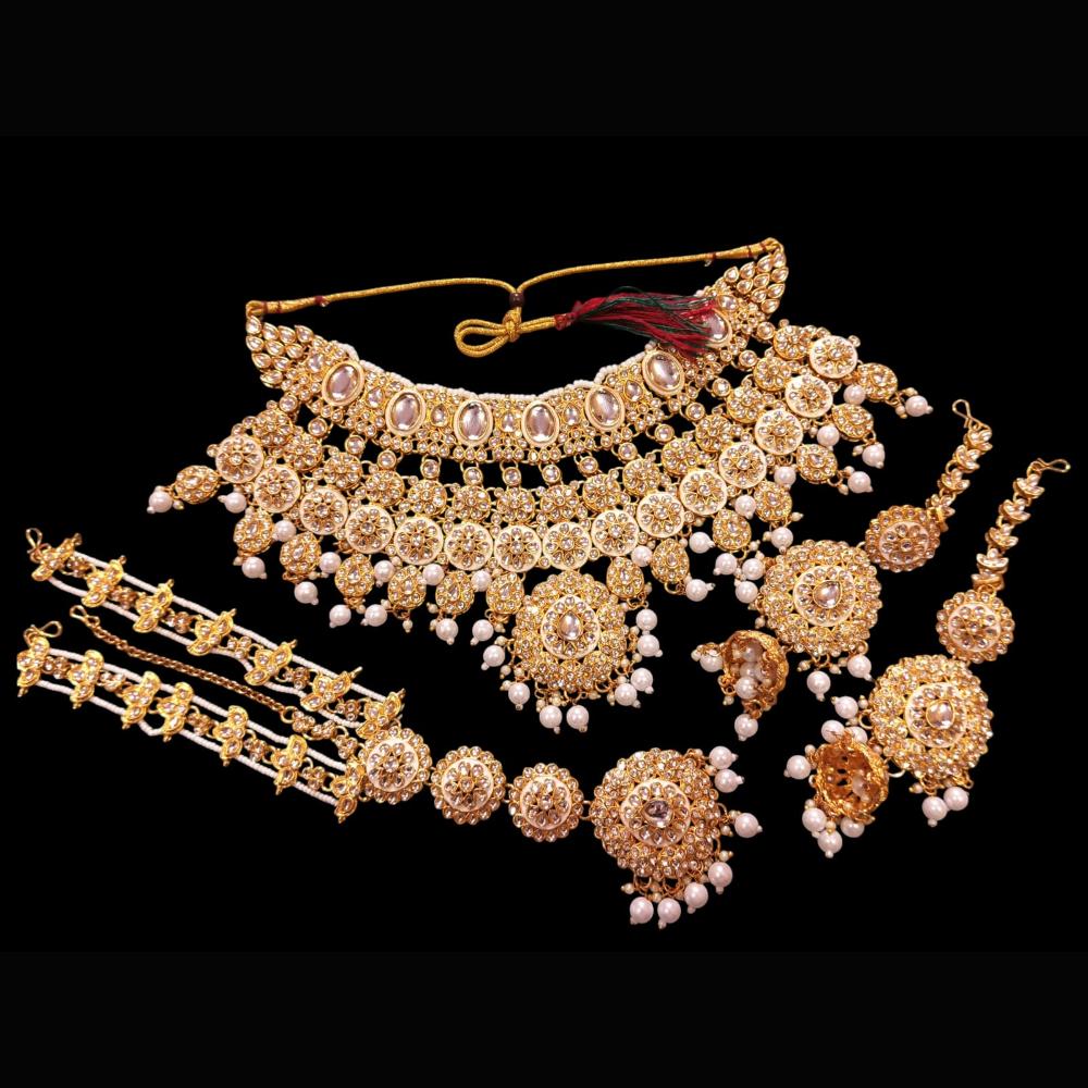 The Fashion Jewels Gold Plated Kundan Stone And Beads Necklace Set