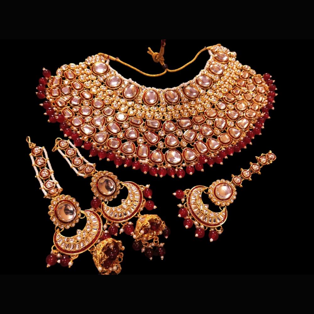 The Fashion Jewels Gold Plated Kundan Stone And Beads Necklace Set