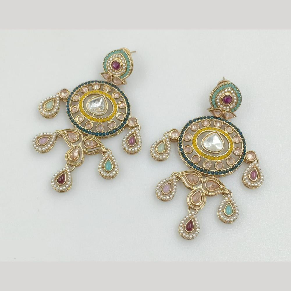 Rajwadi Collection Gold Pated Crystal Stone Dangler Earrings