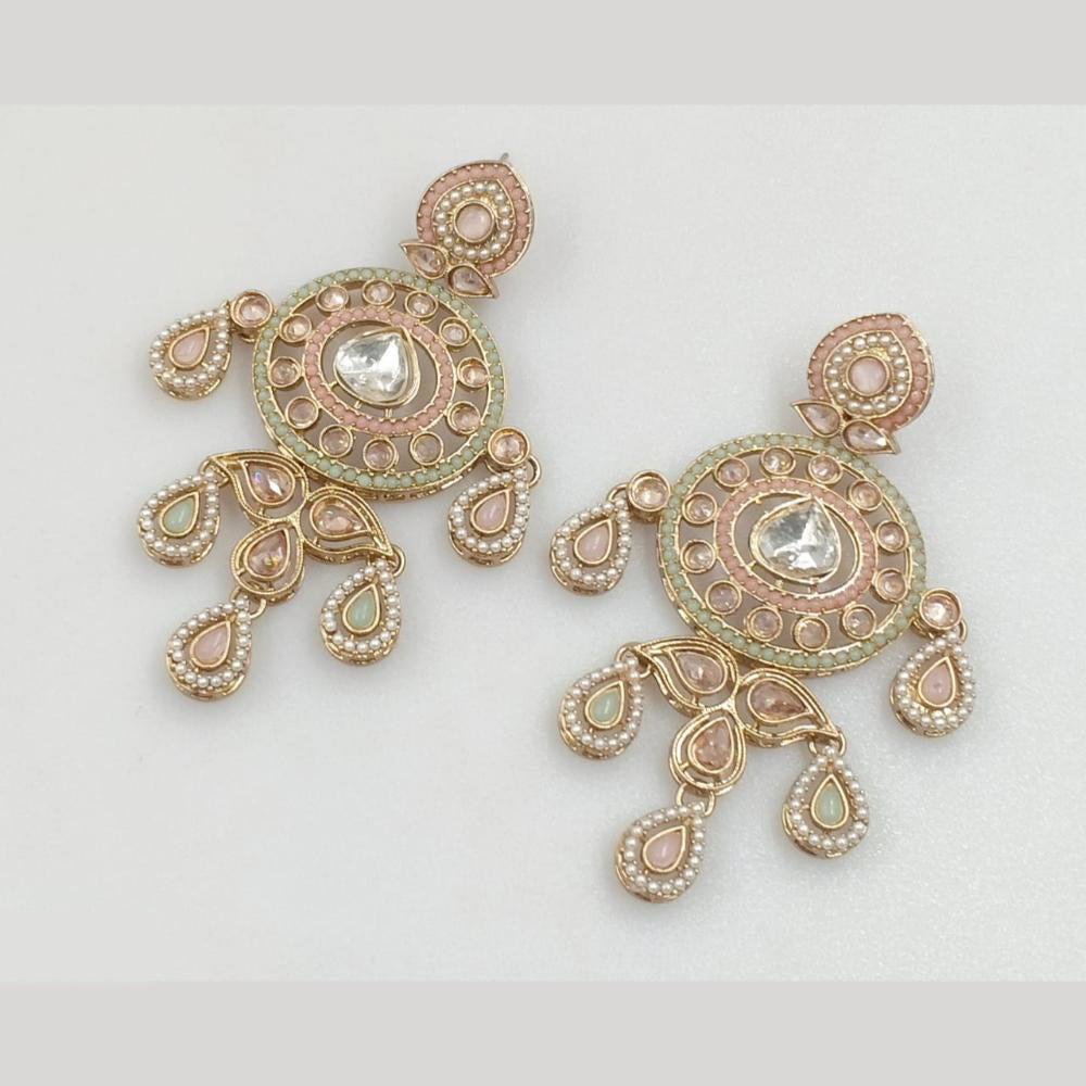 Rajwadi Collection Gold Pated Crystal Stone Dangler Earrings