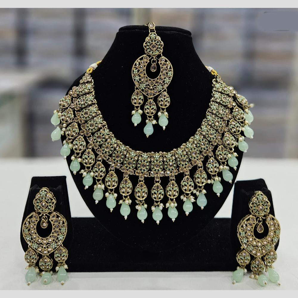 Rajwadi Collection Gold Plated Crystal Stone And Beads Necklace Set