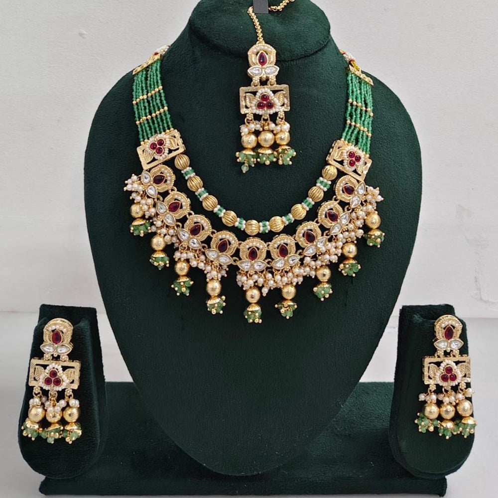 Rajwadi Collection Traditional Kundan And Pearl Necklace Set