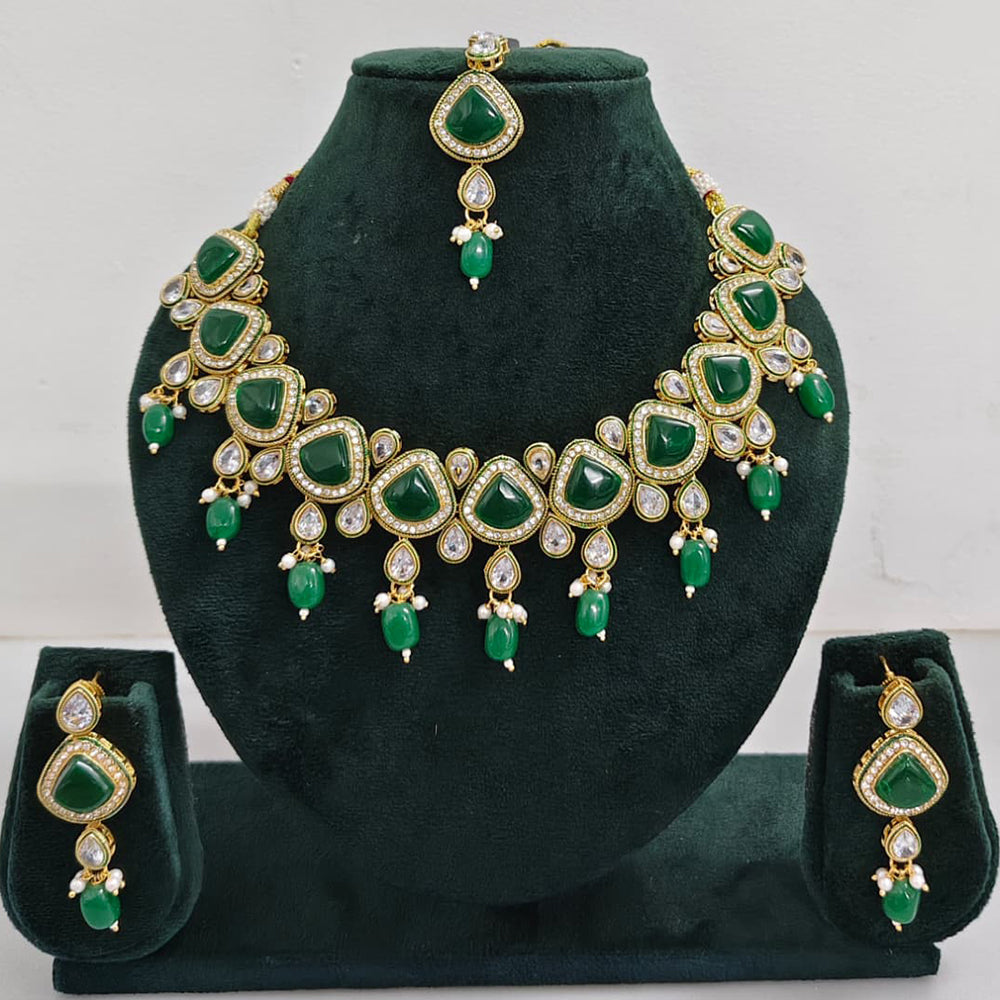 Rajwadi Collection Crystal Stone And Pearl Designer Necklace Set