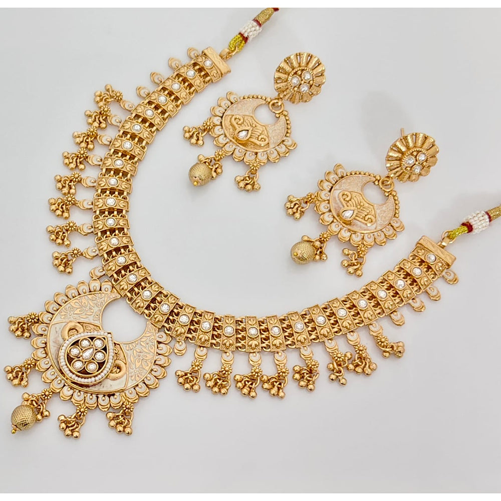 Rajwadi Collection Premium Pota Stone And Pearl Ethnic Necklace Set