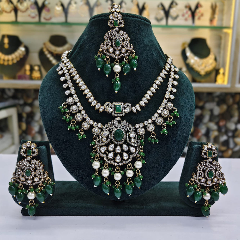 Rajwadi Collection Premium Pota And Austrain Pearl Ethnic Necklace Set
