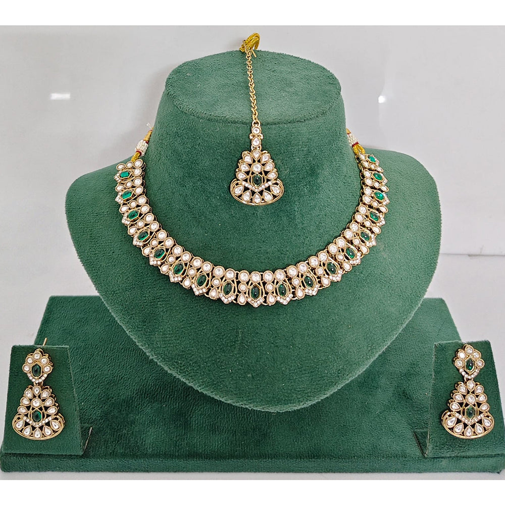 Rajwadi Collection Heritage Pota Stone Necklace Set