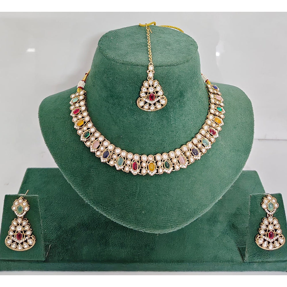 Rajwadi Collection Heritage Pota Stone Necklace Set