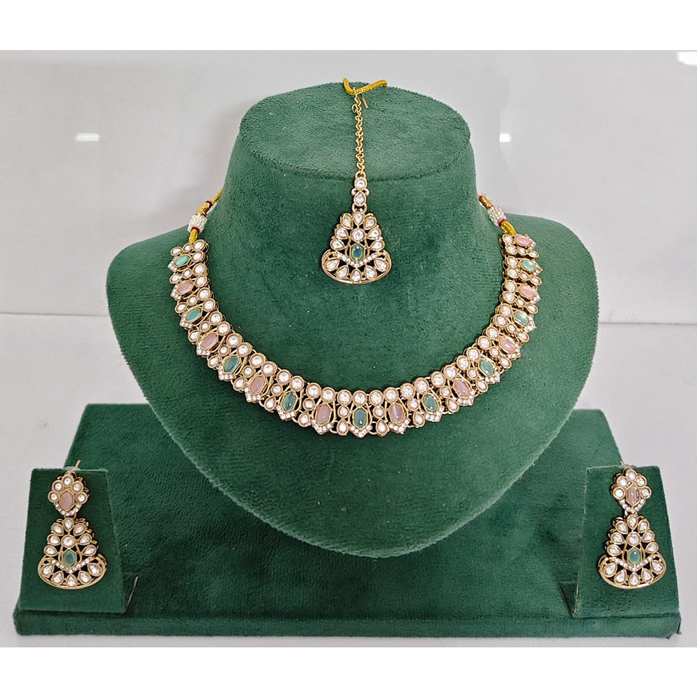Rajwadi Collection Heritage Pota Stone Necklace Set