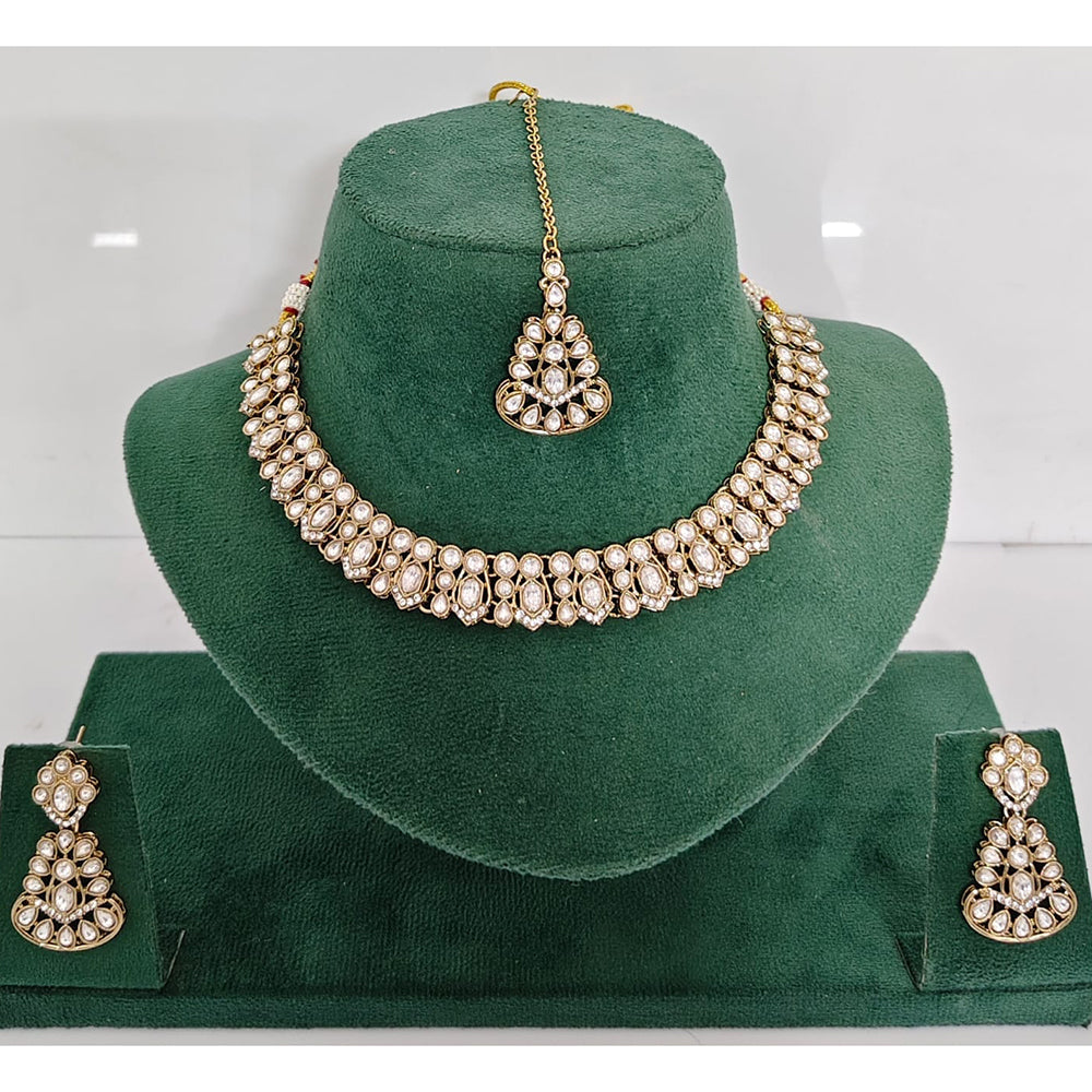 Rajwadi Collection Heritage Pota Stone Necklace Set