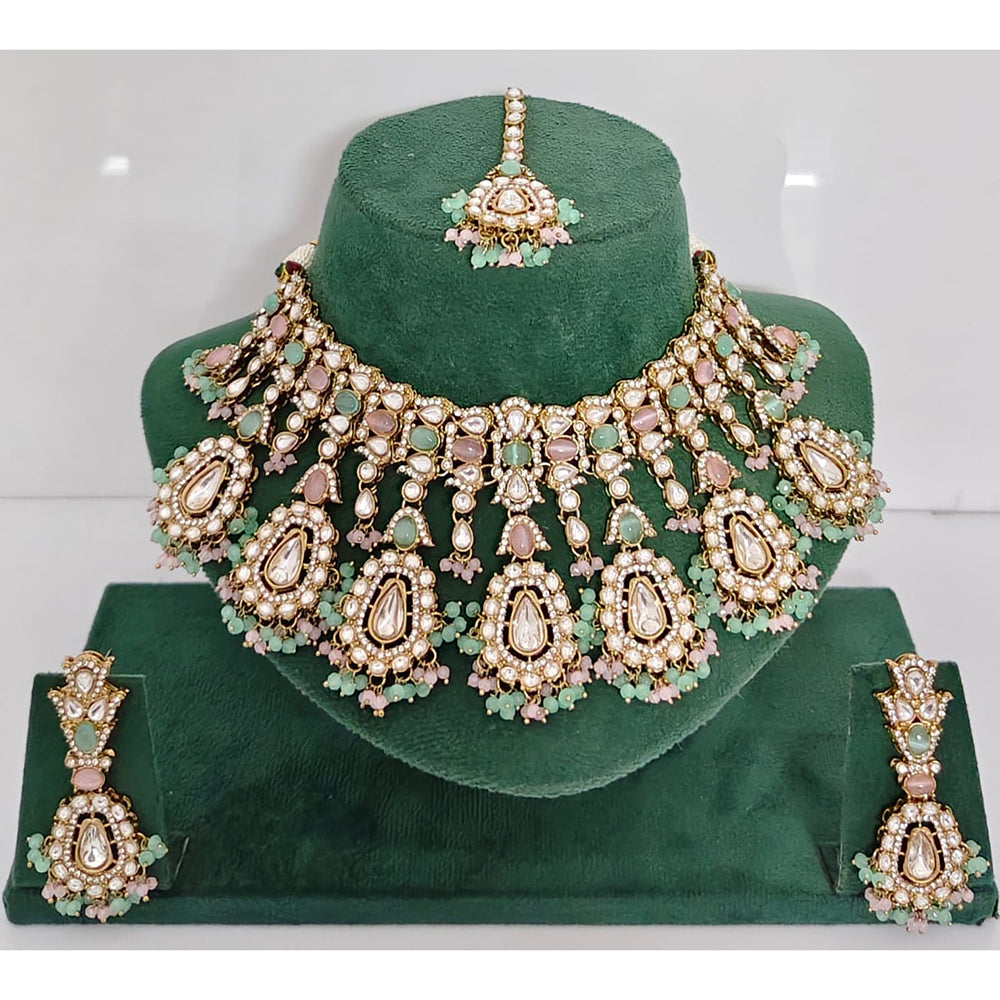 Rajwadi Collection Heritage Pota And Austrian Stone Beads Necklace Set