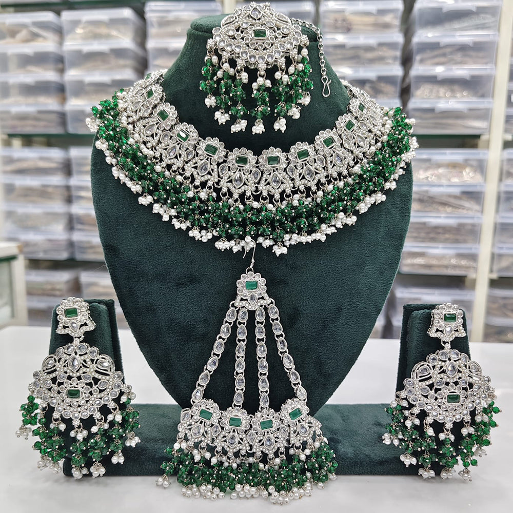 Rajwadi Collection Traditional Crystal Stone And Pearl Necklace Set