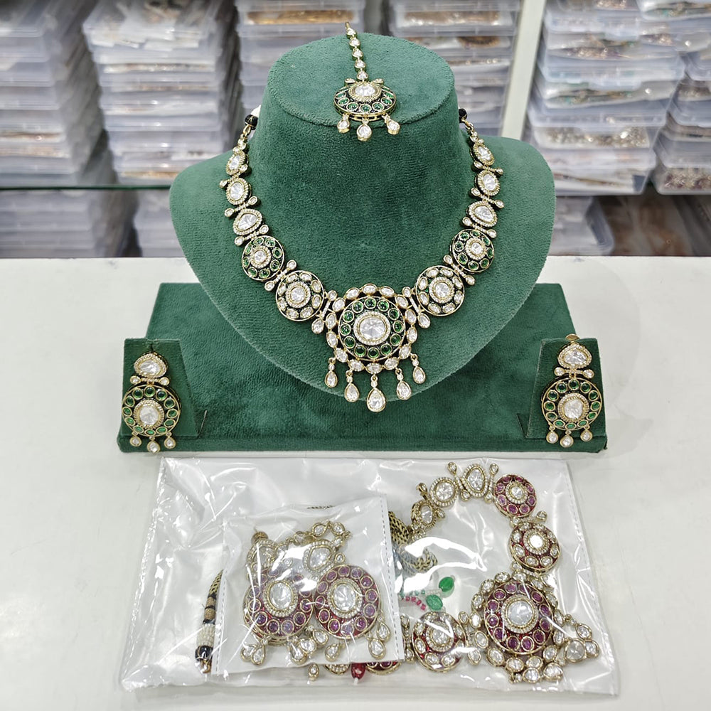 Rajwadi Collection Heritage Polki Kundan Stone Necklace Set