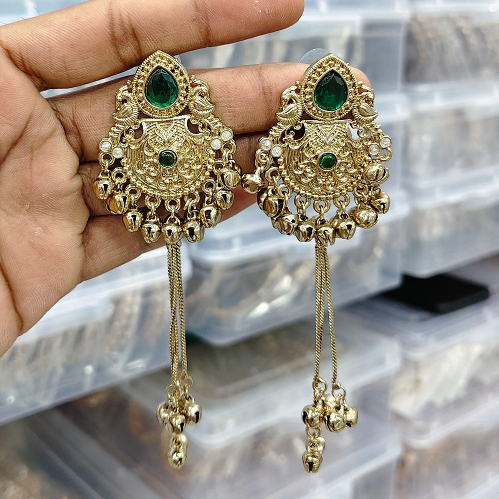 Rajwadi Collection Royal Pota Stone Ghungroo Dangler Earrings