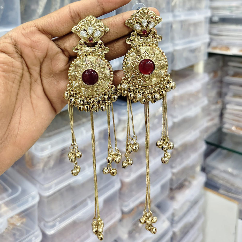 Rajwadi Collection Royal Pota Stone Ghungroo Dangler Earrings