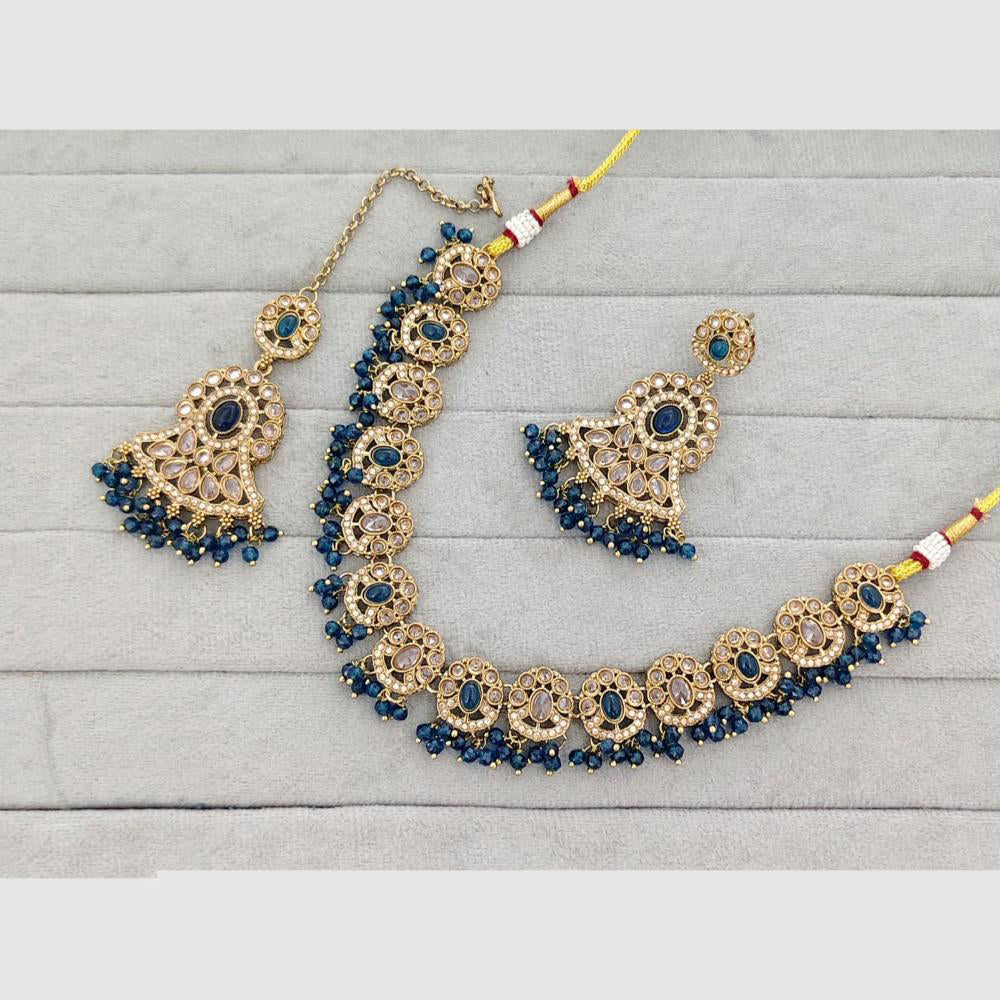 Rajwadi Collection Traditional Crystal Stone And Pearl Necklace Set