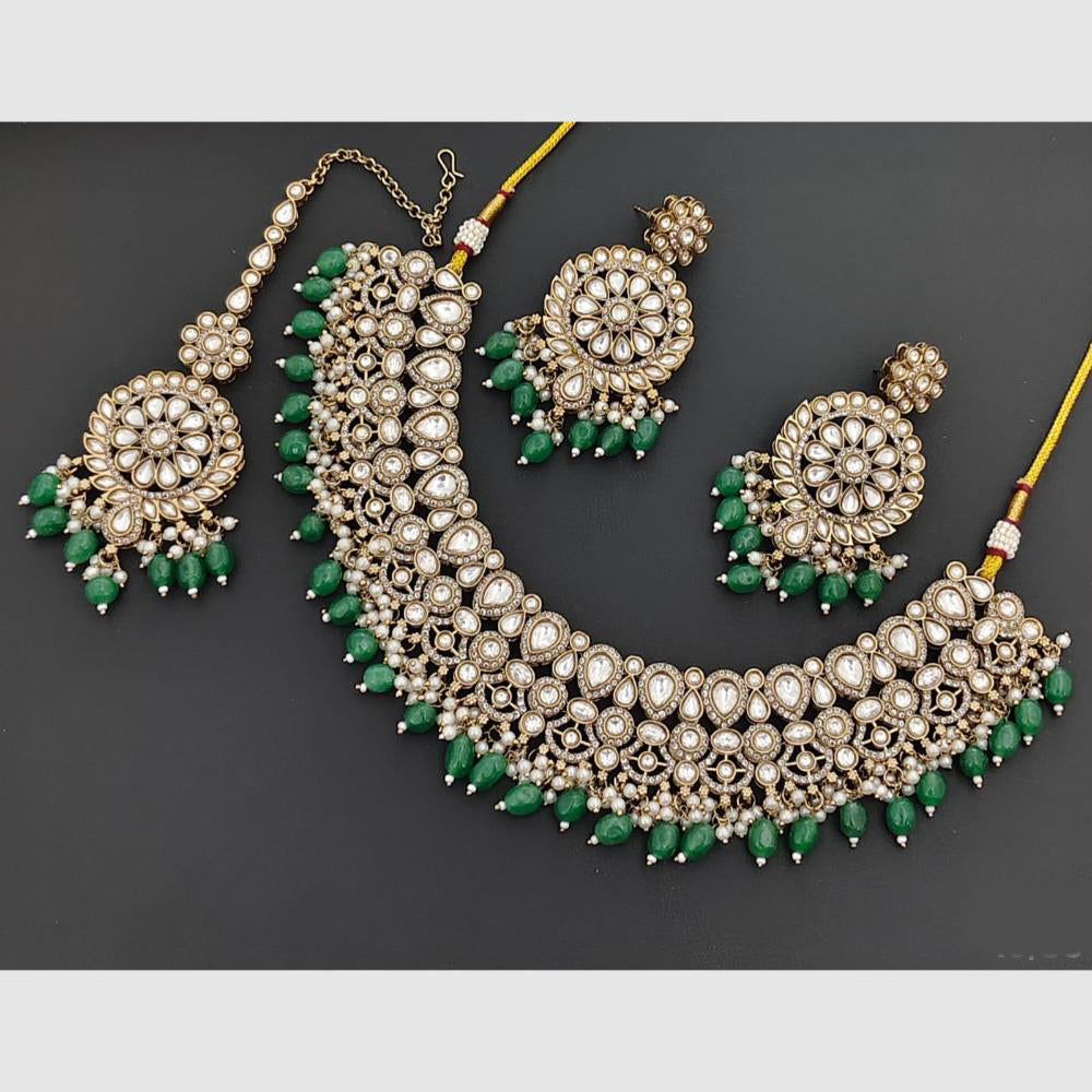 Rajwadi Collection Designer Pota Stone Pearl And Beads Necklace Set