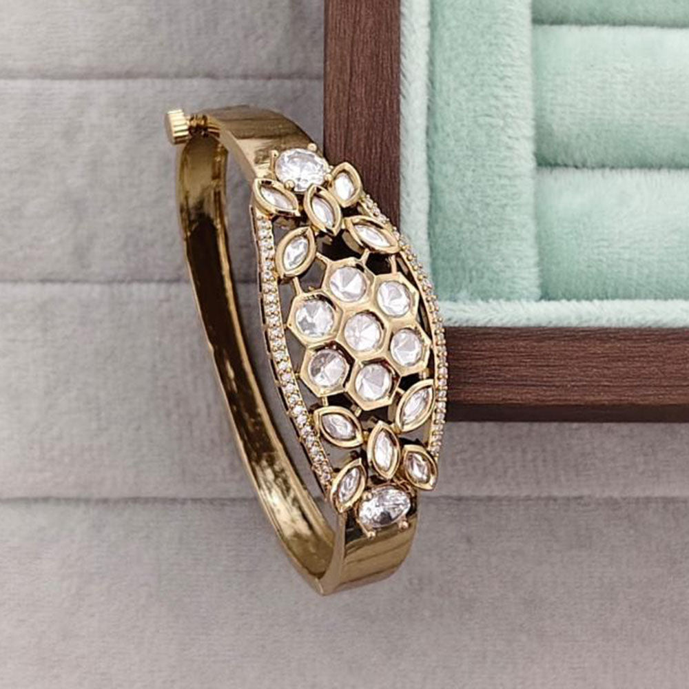 Rajwadi Collection Designer Polki Kundan Stone Kada Bracelet