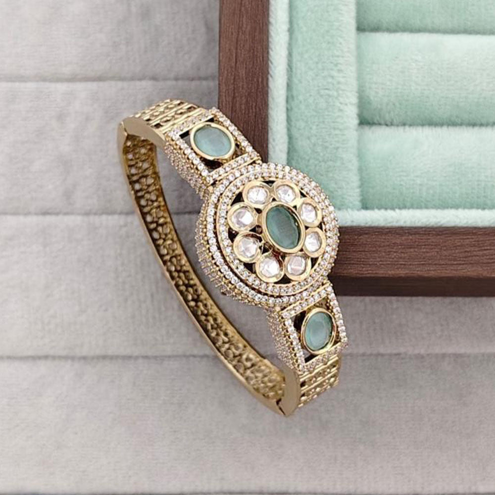 Rajwadi Collection Designer Polki Kundan Stone Kada Bracelet