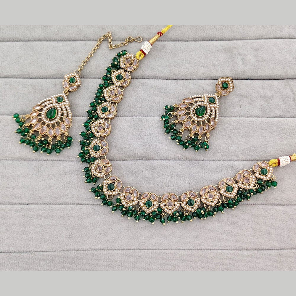 Rajwadi Collection Grand Crystal Stone And Pearl Festive Necklace Set