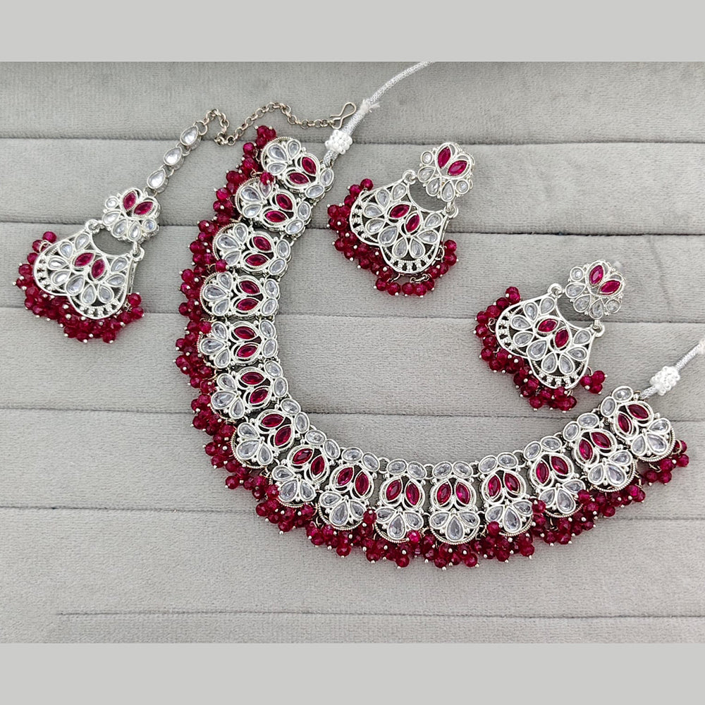 Rajwadi Collection Grand Crystal Stone And Pearl Festive Necklace Set