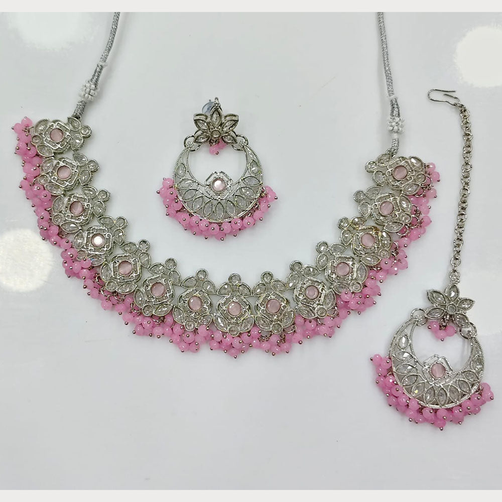Rajwadi Grand Collection Crystal Stone And Pearl Necklace Set
