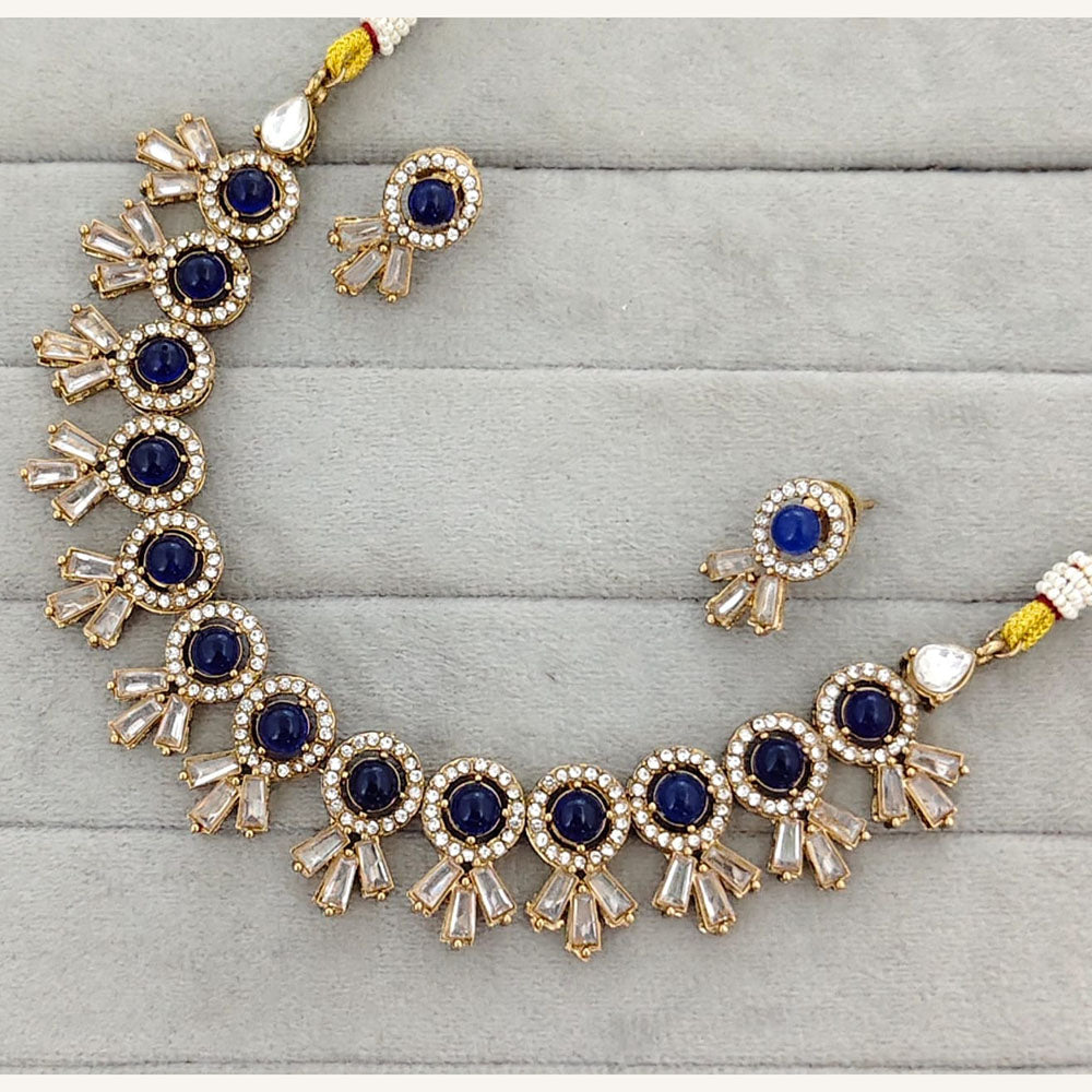 Rajwadi Collection Royal Pota And Crystal Stone Statement Necklace Set
