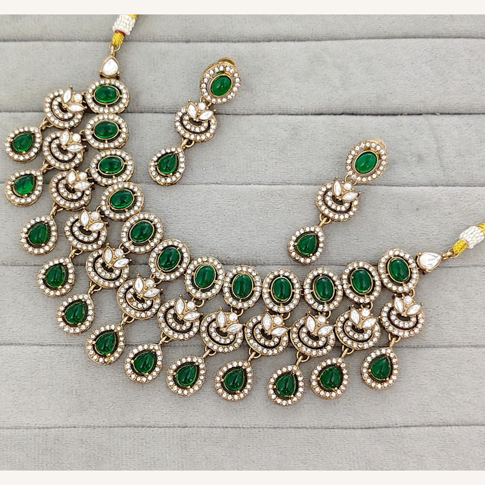 Rajwadi Collection Royal Pota And Crystal Stone Statement Necklace Set