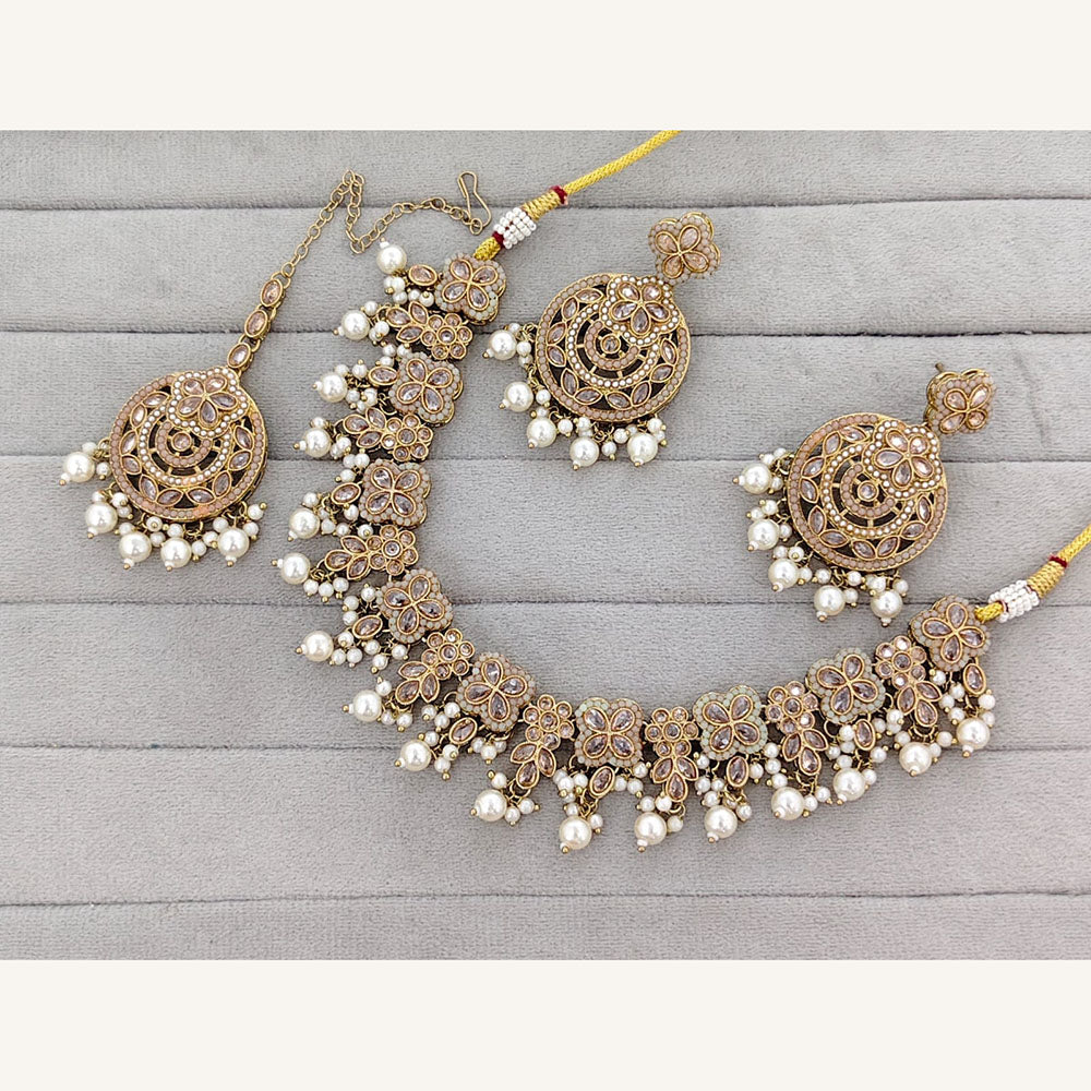 Rajwadi Collection Grand Crystal Stone And Beads Necklace Set