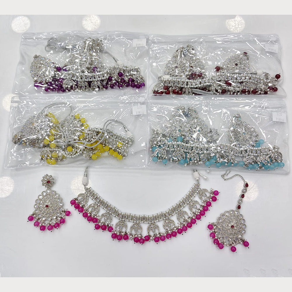 Rajwadi Collection Grand Crystal Stone And Pearl Necklace Set
