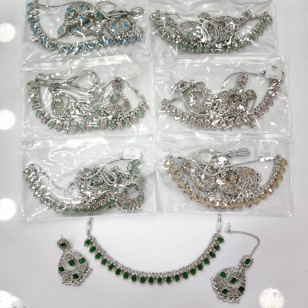 Rajwadi Collection Grand Crystal Stone And Pearl Necklace Set