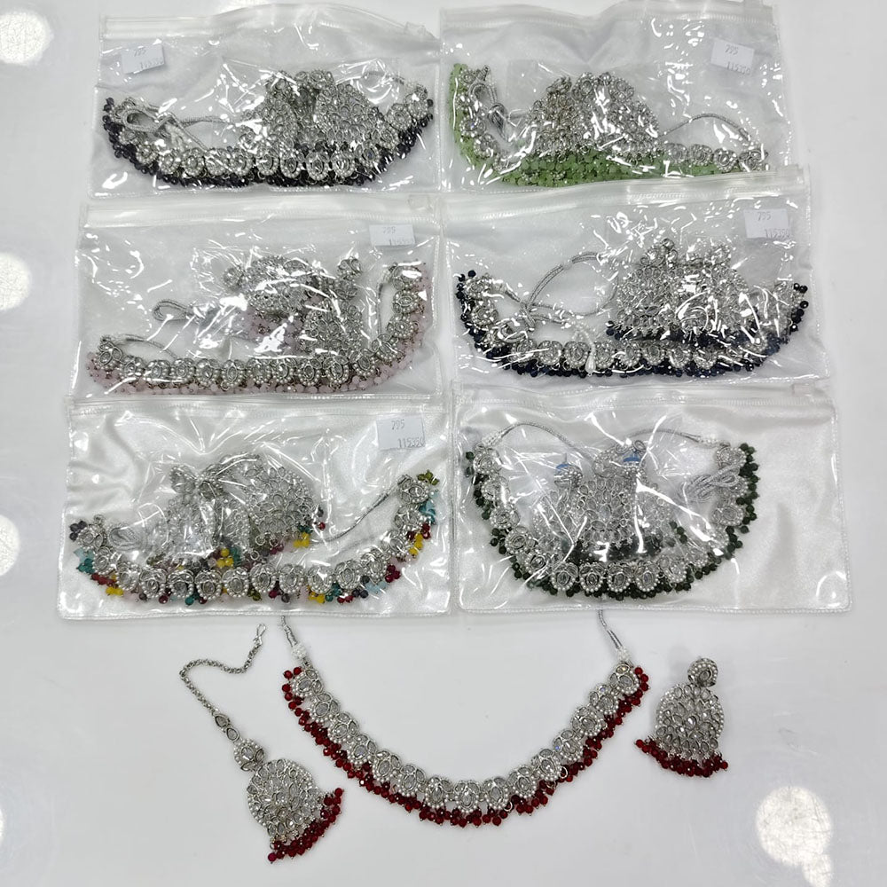 Rajwadi Collection Grand Crystal Stone And Pearl Necklace Set