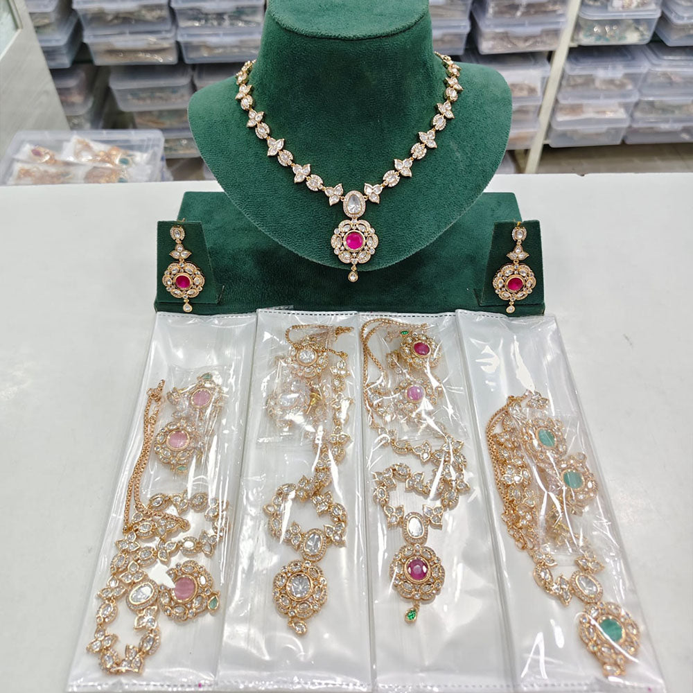 Rajwadi Collection Heritage Polki Kundan Stone Necklace Set