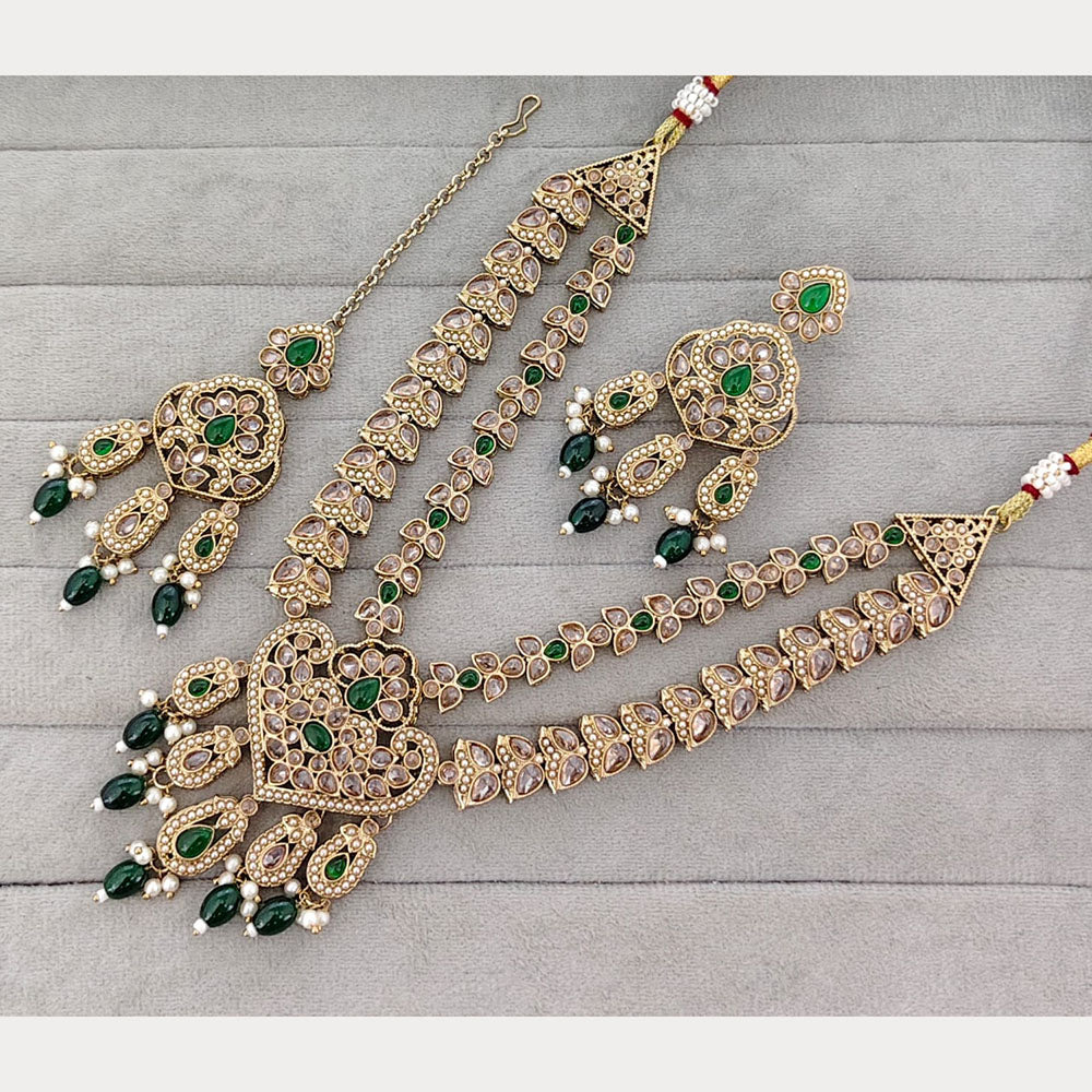 Rajwadi Collection Glam Crystal Stone Beads And Pearl Traditional Necklace Set