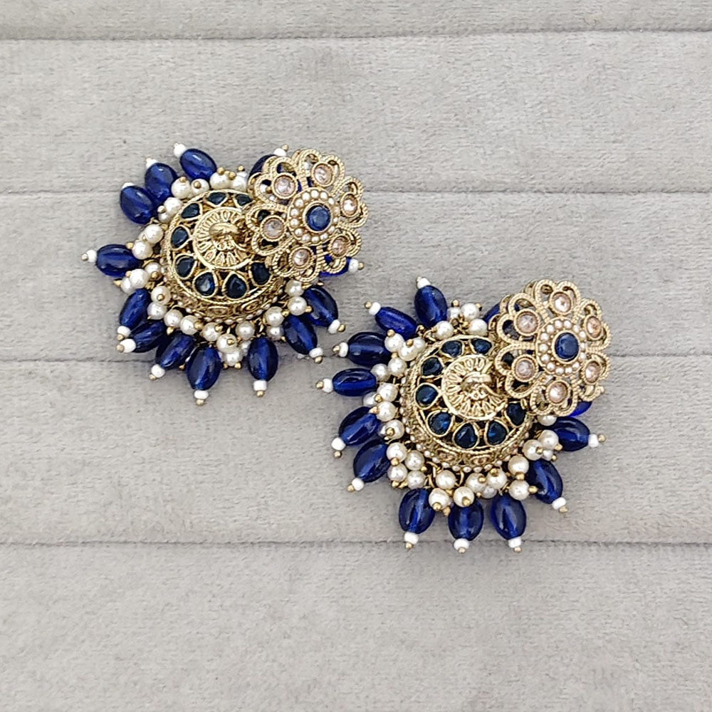 Rajwadi Collection Royal Crystal Stone Pearl And Beads Jhumki Earrings