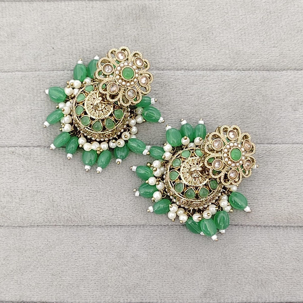 Rajwadi Collection Royal Crystal Stone Pearl And Beads Jhumki Earrings