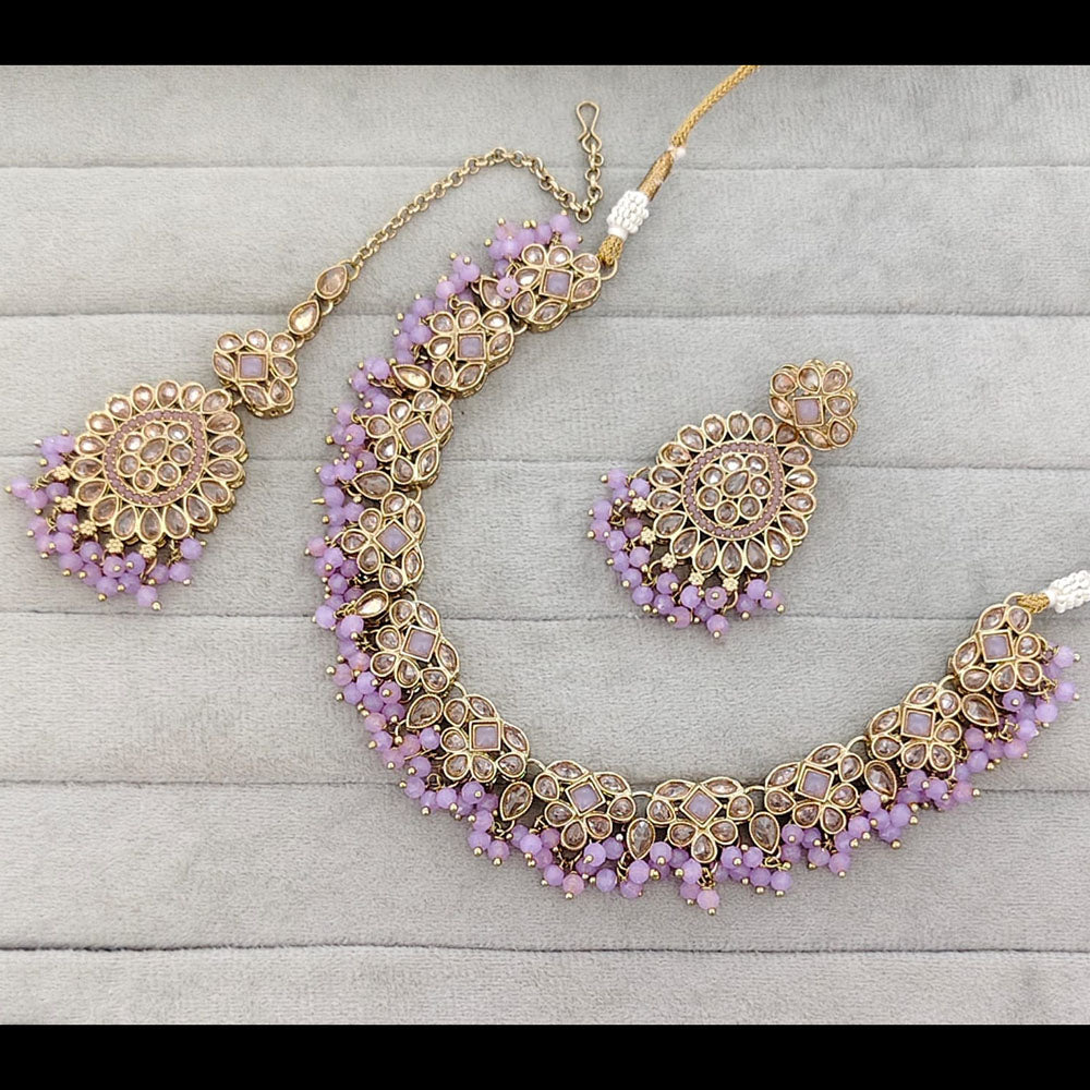 Rajwadi Collection Crystal Stone And Pearl Necklace Set