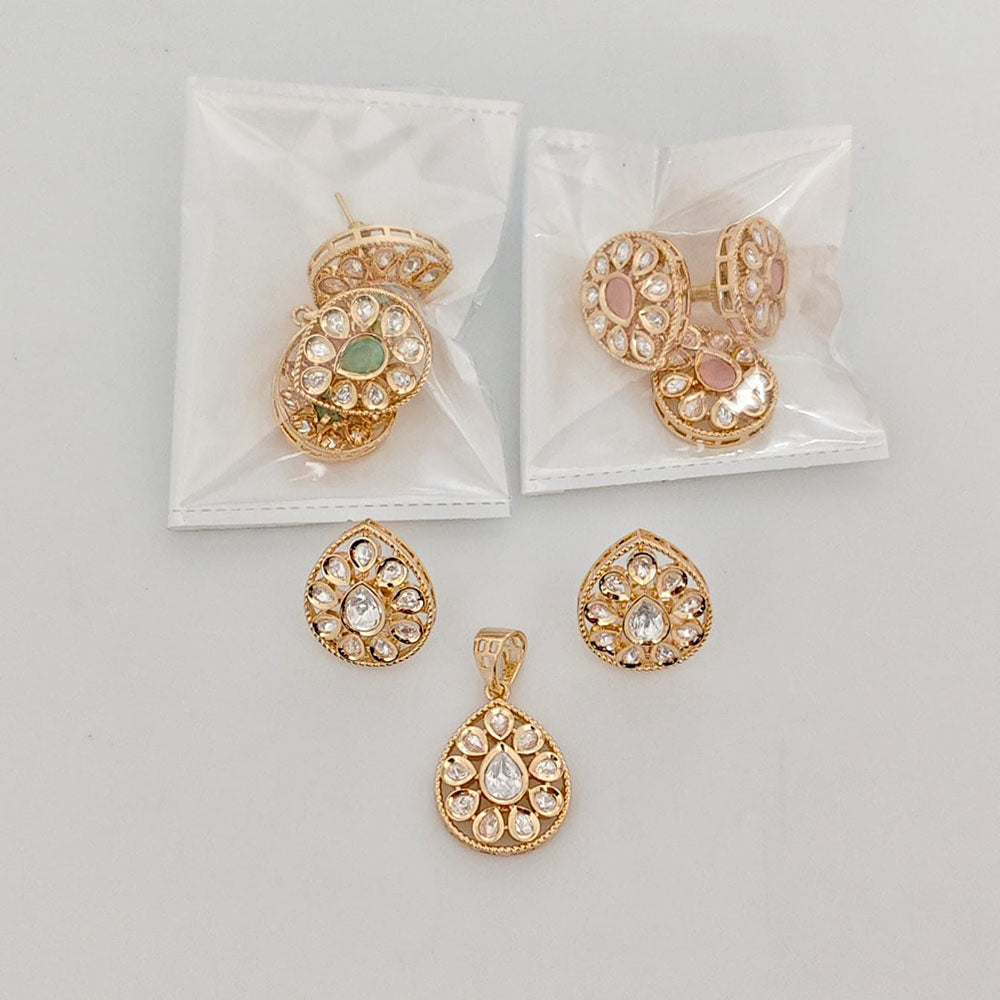 Rajwadi Collection Designer Polki Kundan Pendant Set