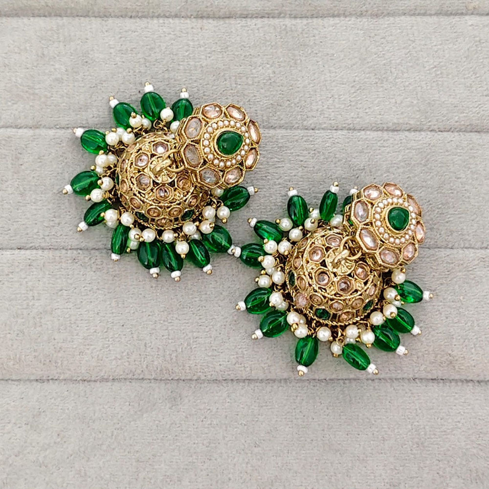Rajwadi Collection Sparkling Crystal Stone And Beads Jhumki Earrings
