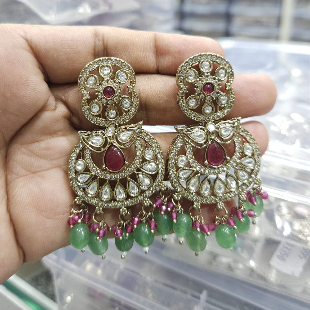 Rajwadi Collection Ethnic Pota Stone And Beads Dangler Earrings