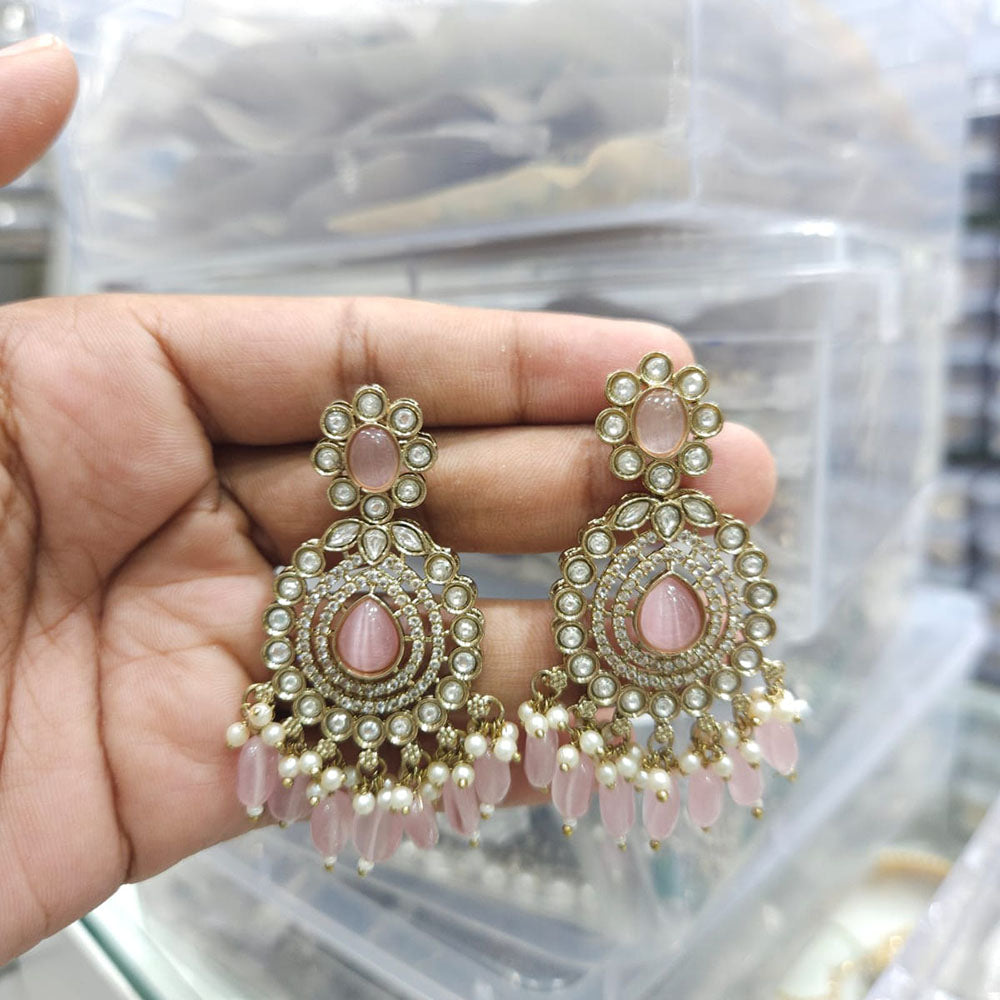 Rajwadi Collection Ethnic Pota Stone And Beads Dangler Earrings