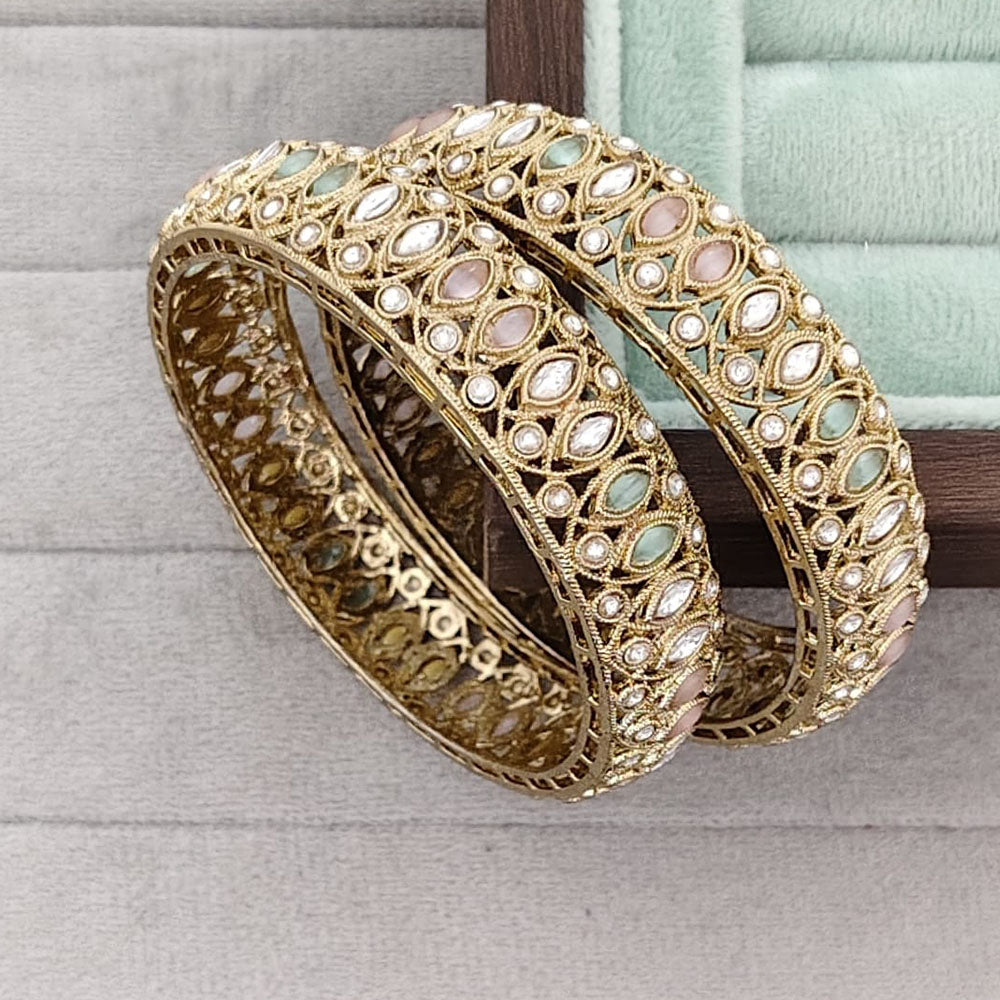 Rajwadi Collection Heritage Pota Stone Bangles Set