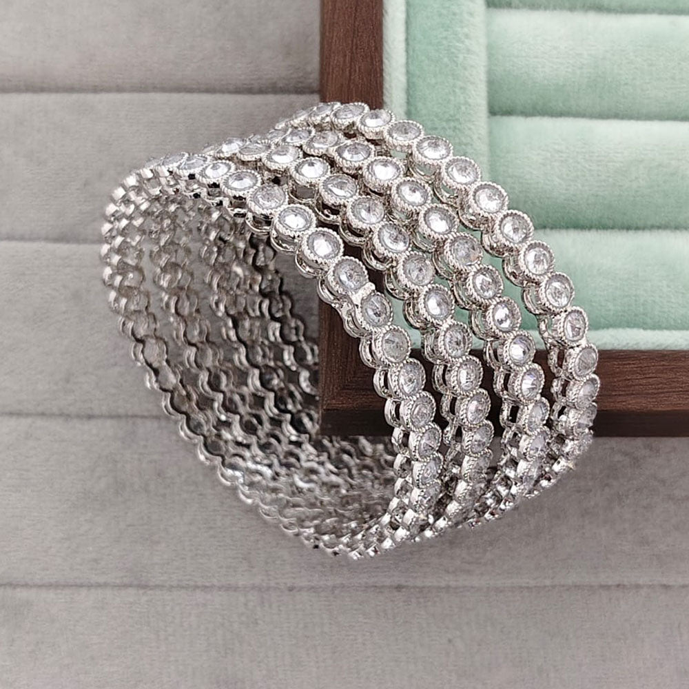 Rajwadi Collection Shimmer Crystal Stone Bangles Set
