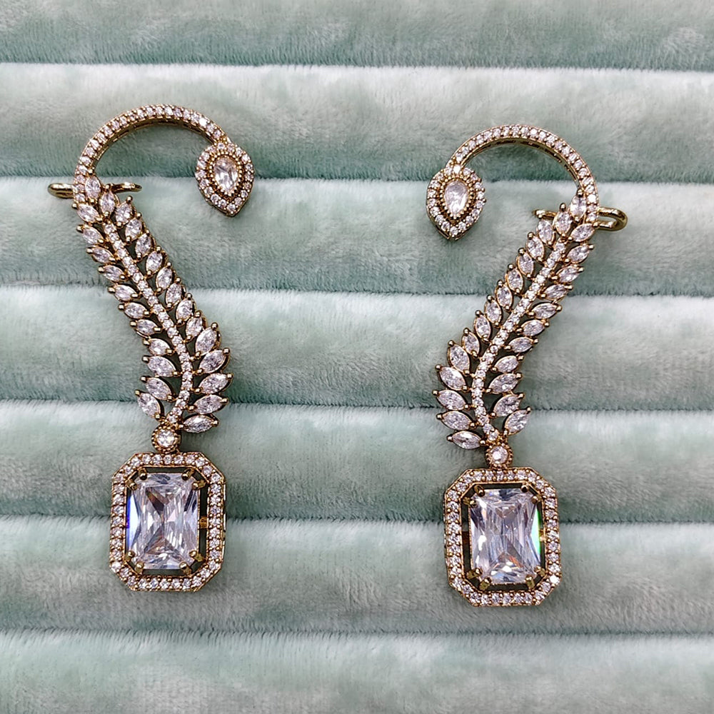 Rajwadi Collection Glamorous American Diamond (Left & Right) Ear Cuff Earrings