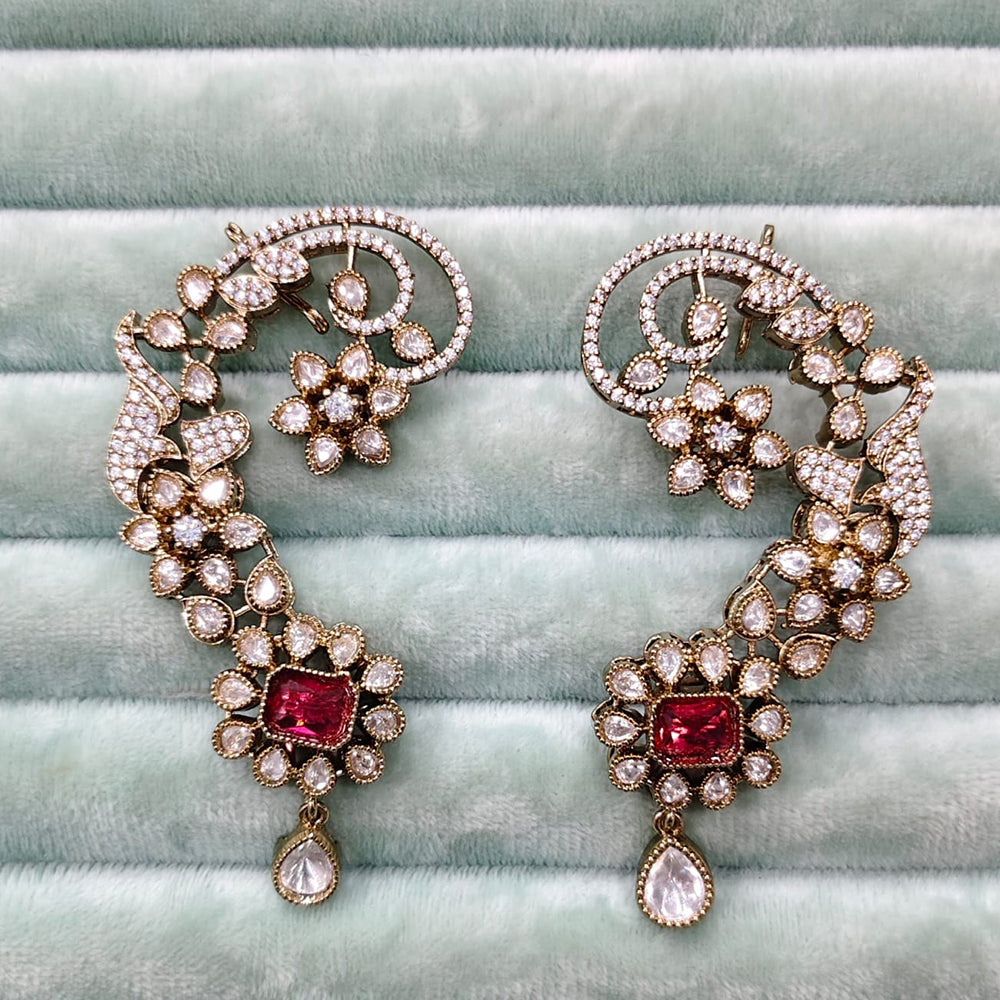 Rajwadi Collection Glamorous American Diamond (Left & Right) Ear Cuff Earrings