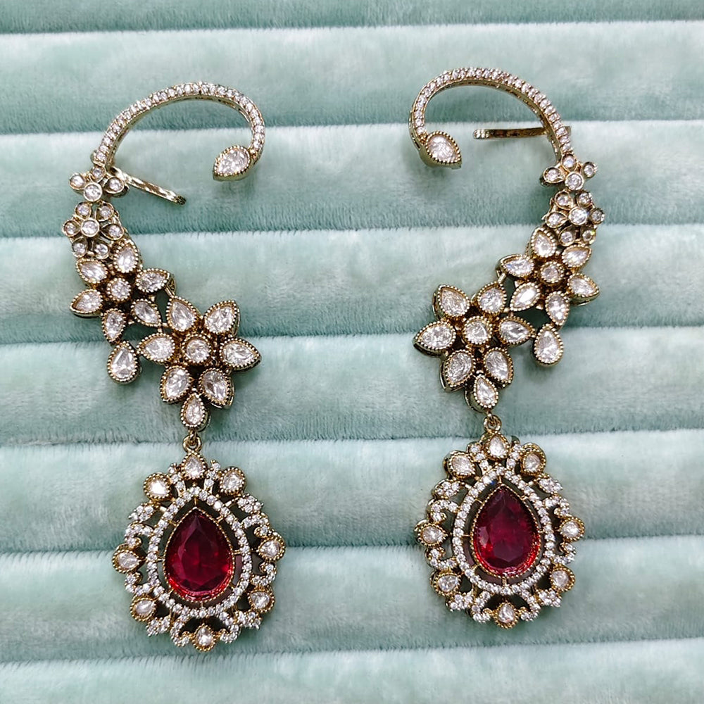 Rajwadi Collection Glamorous American Diamond (Left & Right) Ear Cuff Earrings