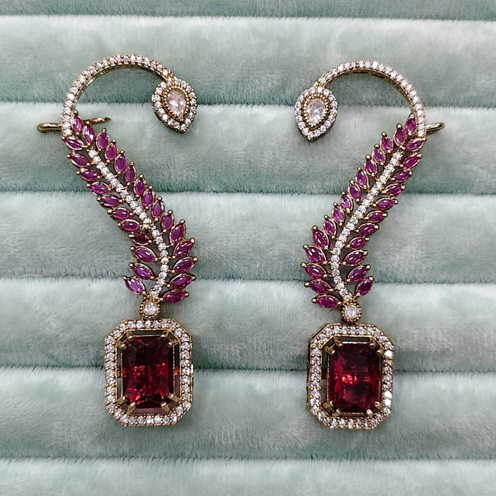 Rajwadi Collection Glamorous American Diamond (Left & Right) Ear Cuff Earrings