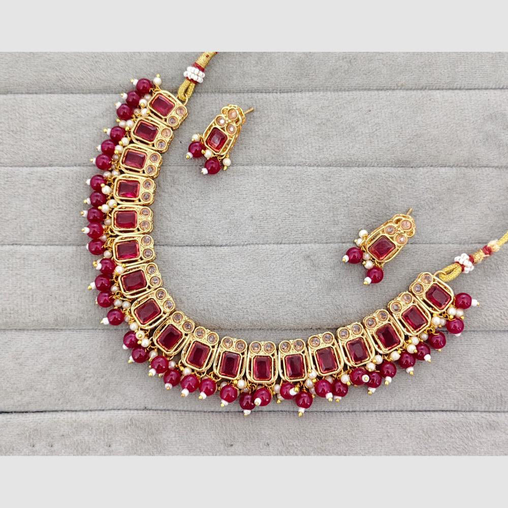 Rajwadi Collection Glam Crystal Stone Beads And Pearl Designer Necklace Set