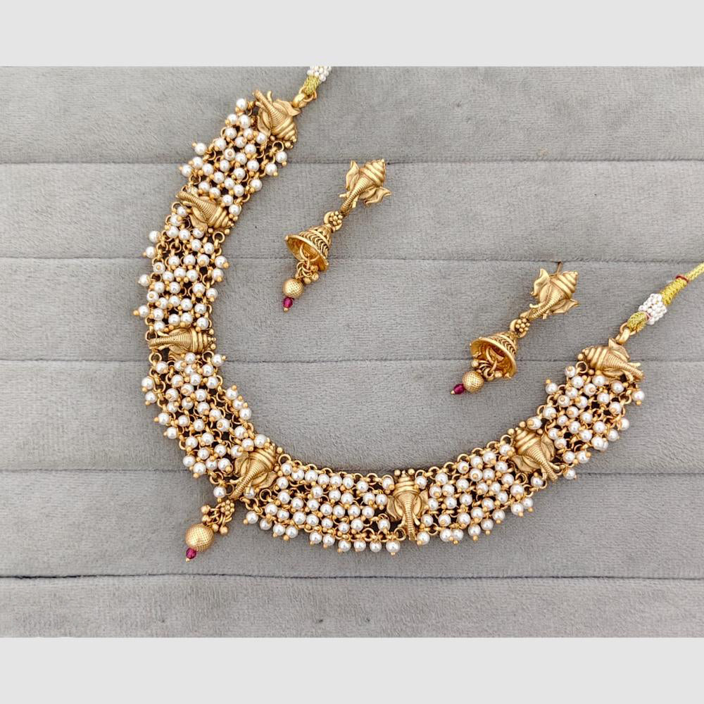 Rajwadi Collection Traditional Pota Stone Temple Necklace Set