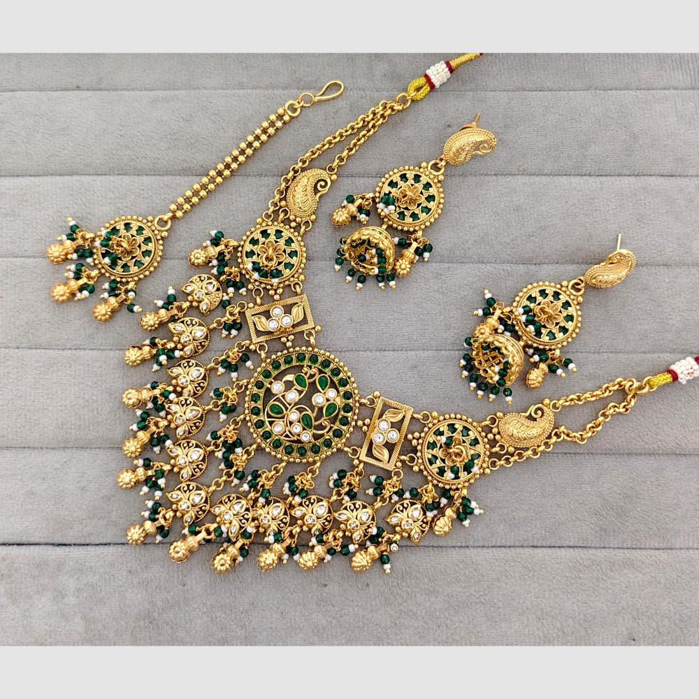 Rajwadi Collection Glam Pota Stone And Pearl Traditional Designer Necklace Set
