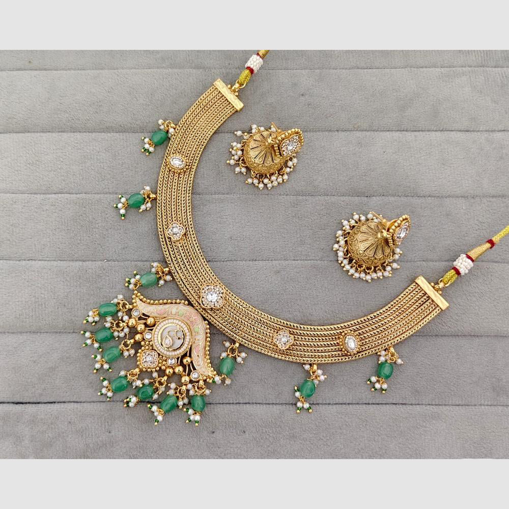 Rajwadi Collection Austrian Stone And Meenakari Statement Necklace Set